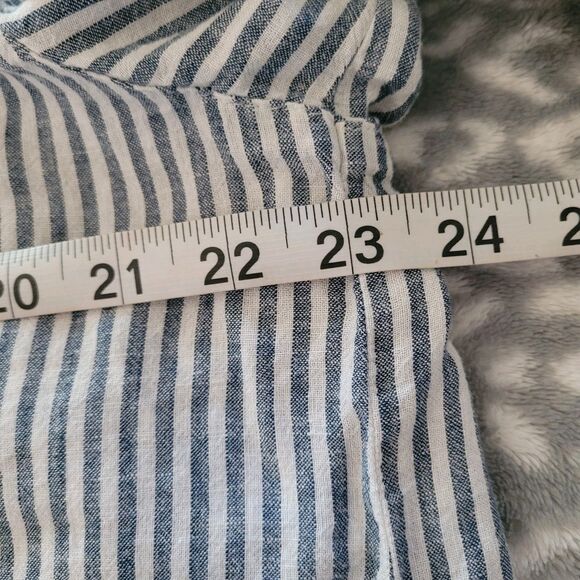 Old Navy Womens White Boyfriend Button Up Shirt Size Large Long Sleeve Pocket - Picture 4 of 6